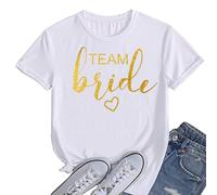 JPHCHSC T-Shirt à Manches Courtes pour Femme, Décontracté, Basique, Blanc, Enterrement de Vie de Jeune Fille MM001
