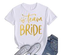 JPHCHSC T-Shirt à Manches Courtes Team Bride, Enterrement de Vie de Jeune Fille, Économie EVJF, Vêtements pour Femmes, Mariage, Fiançailles 027