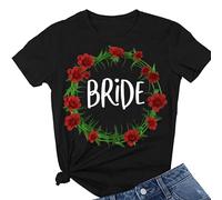 JPHCHSC T-Shirt à Manches Courtes Team Bride, Enterrement de Vie de Jeune Fille, Économie EVJF, Vêtements pour Femmes, Mariage, Fiançailles 127