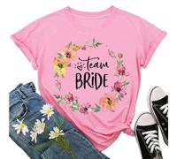 JPHCHSC T-Shirt à Manches Courtes Team Bride, Enterrement de Vie de Jeune Fille, Économie EVJF, Vêtements pour Femmes, Mariage, Fiançailles 127