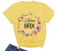 JPHCHSC T-Shirt à Manches Courtes Team Bride, Enterrement de Vie de Jeune Fille, Économie EVJF, Vêtements pour Femmes, Mariage, Fiançailles 127
