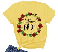 JPHCHSC T-Shirt à Manches Courtes Team Bride, Enterrement de Vie de Jeune Fille, Économie EVJF, Vêtements pour Femmes, Mariage, Fiançailles 127