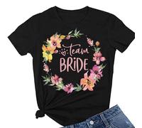 JPHCHSC T-Shirt à Manches Courtes Team Bride, Enterrement de Vie de Jeune Fille, Économie EVJF, Vêtements pour Femmes, Mariage, Fiançailles 127