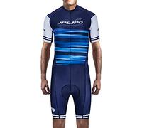 JPOJPO Combinaison de triathlon pour homme - Maillot de cyclisme - Short à manches courtes - Avec coussinet en gel, Jp8012-1, Medium