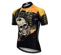 JPOJPO Maillot de cyclisme à manches courtes pour homme avec 3 poches arrière, fermeture éclair intégrale Motif tête de mort