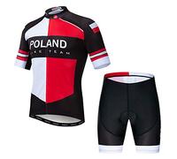 JPOJPO Maillot de cyclisme pour homme - Manches courtes + short rembourré 5D - Séchage rapide - Taille S à 3XL