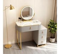 JPQTRYDRIS 60/70 Cm Table Meuble De Maquillage avec Miroir Éclairé, 3 Modes D'éclairage, Luminosité Réglable, sans Installation, Table De Maquillage d'angle pour Chambre À Coucher(60cm)