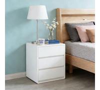 JPQTRYDRIS Table De Chevet en Bois Massif avec 3 Tiroirs De Rangement, Dimensions : 45 × 40 × 45 Cm, Petite Commode De Chevet sans Installation pour Salon, Couloir, Entrée(White)