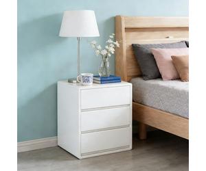JPQTRYDRIS Table De Chevet en Bois Massif avec 3 Tiroirs De Rangement, Dimensions : 45 × 40 × 45 Cm, Petite Commode De Chevet sans Installation pour Salon, Couloir, Entrée(White)