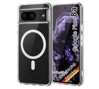 JProtect Coque de protection compatible avec Google Pixel 8a, avec MagSafe, résistante aux chocs et magnétique, pour Pixel 8a, transparent/transparente, aimant