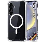 JProtect Coque de protection pour Samsung Galaxy S24, protection supérieure et force magnétique, transparente, coque de protection magnétique pour Samsung S24, accessoire MagSafe, résistant aux chocs