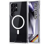 JProtect Coque de protection pour Samsung Galaxy S24 Ultra, protection supérieure et force magnétique, transparente, pour Samsung S24 Ultra, coque magnétique pour accessoires MagSafe, coque antichoc