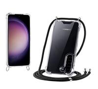 JProtect Coque de protection pour Samsung S23 Plus - Élégante coque de protection à porter autour du cou - Cordon noir - Compatible avec Galaxy S23 Plus