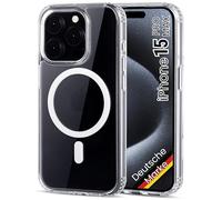 JProtect Coque pour iPhone 15 Pro Max - Protection supérieure et force magnétique - Compatible MagSafe - Transparent - Antichoc