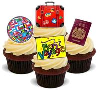 JPS Bon Voyage Mix - 12 Decoration Comestible pour Gâteau - Bon Voyage Mix - 12 Edible Stand Up Premium Wafer Cake Toppers
