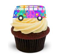 JPS Caravane - 12 Decoration Comestible pour Gâteau - Camper Van - Standups 12 Edible Standup Premium Wafer Cake Toppers