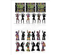JPS Disque des Années 70 Mixte 21 Pieces Nouveau - 12 Decoration Comestible pour Gâteau - 70'S Disco Mix 21 Piece New - 12 Edible Stand Up Premium Wafer Cake Toppers