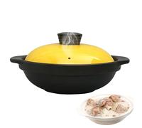 JPSDOWS Cuiseur à Riz en Pot en Terre Cuite, Casserole en Terre Cuite Chinoise pour Cuisiner, Casserole à Soupe dans Une Casserole antiadhésive avec Couvercle pour brûler à Sec