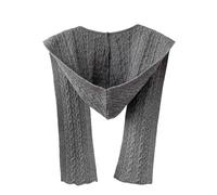 JPSSJGYH 2-en-1 Unisex écharpe à capuchon, hiver tricoté chaud chapeau à capuchon, écharpe à la mode nouée pour les femmes (Gray,One Size)