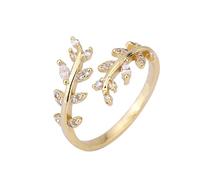 JPSSJGYH Bague en forme de feuille au design créatif, bagues enroulées en forme de feuille, bagues grimpantes en strass, bague de déclaration réglable en forme de feuille tendance (Gold)