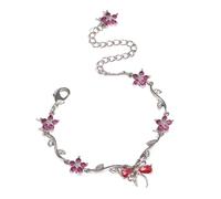 JPSSJGYH Bracelet de zircon arc - l'amitié est comme un arc, zircon cube chaîne florale bracelet, bijoux d'amitié réglable pour les femmes (B-Red)