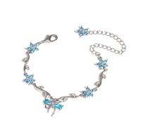 JPSSJGYH Bracelet de zircon arc - l'amitié est comme un arc, zircon cube chaîne florale bracelet, bijoux d'amitié réglable pour les femmes (B-Blue)