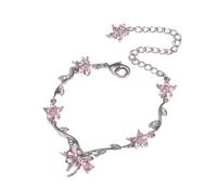 JPSSJGYH Bracelet de zircon arc - l'amitié est comme un arc, zircon cube chaîne florale bracelet, bijoux d'amitié réglable pour les femmes (B-Pink)
