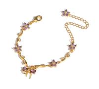 JPSSJGYH Bracelet de zircon arc - l'amitié est comme un arc, zircon cube chaîne florale bracelet, bijoux d'amitié réglable pour les femmes (A-Purple)