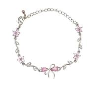 JPSSJGYH Bracelet Nœud en Zircone - L'amitié est comme un nœud, Bracelet à Breloques Nœud en Zircone Cubique, Bijou d'Amitié Ajustable et Élégant pour Femme (Pink-B)