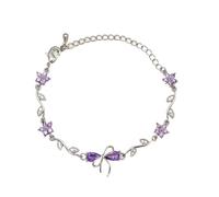 JPSSJGYH Bracelet Nœud en Zircone - L'amitié est comme un nœud, Bracelet à Breloques Nœud en Zircone Cubique, Bijou d'Amitié Ajustable et Élégant pour Femme (Purple-B)