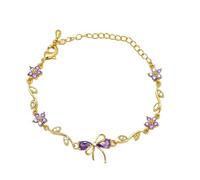JPSSJGYH Bracelet Nœud en Zircone - L'amitié est comme un nœud, Bracelet à Breloques Nœud en Zircone Cubique, Bijou d'Amitié Ajustable et Élégant pour Femme (Purple-A)