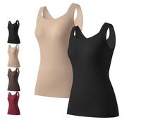 JPSSJGYH Débardeur de compression à col en U avec soutien-gorge intégré, débardeur de compression à maintien élevé, débardeurs de maintien pour femmes (2pcs B,Grand)