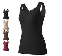 JPSSJGYH Débardeur de compression à col en U avec soutien-gorge intégré, débardeur de compression à maintien élevé, débardeurs de maintien pour femmes (Black,Grand)