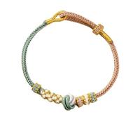 JPSSJGYH Félicitations, vous êtes une senior ! Bracelet nœud fleur de pêcher, bracelet tressé porte-bonheur fleur de pêcher, bracelet d'amitié tissé ajustable pour femmes. (Green)
