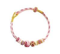JPSSJGYH Félicitations, vous êtes une senior ! Bracelet nœud fleur de pêcher, bracelet tressé porte-bonheur fleur de pêcher, bracelet d'amitié tissé ajustable pour femmes. (Pink)