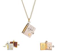 JPSSJGYH Laissez-les simplement Book Necklace, collier pendentif fait main Let them Love Book, pendentif gravé avec message inspirant, cadeau pour femmes et hommes (Silver)