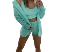 JPSSJGYH Miss Cosy Knit Set 3 Pièces, Miss Cosy 3 Pièces, Pyjama Sexy Chaud 3 pièces pour Femmes (U,Medium)