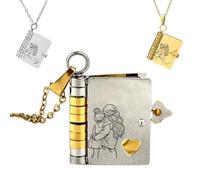 JPSSJGYH Pour ma petite-fille - Collier livre « Je t'aime pour toujours », collier livre à plusieurs couches ouvrable avec 6 pages gravées, cadeau inspirant pour elle (Mix)