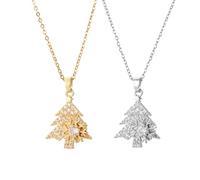JPSSJGYH Rotant arbre de Noël collier flocon de neige pour les femmes, élégant cristal flocon de neige pendentif collier, cadeau de fête (2pcs)