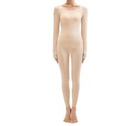 JPSSJGYH sous-vêtements Thermiques Ultra Minces pour Femmes, Haut de Couche de Base sans Couture et Leggings, Ensembles de sous-vêtements Thermiques Doux pour Le Temps Froid (Skin,L)