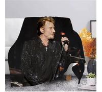 JPT-85 couverture en flanelle de Johnny Hallyday imprimée en 3D douce à la mode pour décorer le lit la maiso Taille:100x130cm