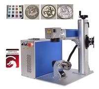 JPT MOPA 60W/100W/200W machine de marquage de gravure laser en fibre Coupe de gravure colorée sur l'acier inoxydable 200x200mm + 300x300mm Lens de travail + D80 axe rotatif marqueur de gravure (60W)