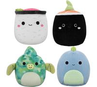 JPT0791 Set of 4 Small Plush Dog Toys Dinosaur and Sushi 9 cm,Multi-Colour