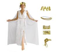 JPXH Costume de déesse grecque pour femme - Robe toga - Noblesse romaine - Costume d'Halloween et cosplay, blanc, XX-Large