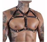 JPXJGT Homme Cuir PU Harnais de Poitrine Sangles Réglables Costumes de Mascarade Bar Cosplay(Size:Une Taille,Color:Noir)