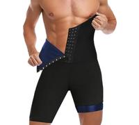 JPXJGT Homme Short Legging de Sudation Taille Haute Ventre Plat Maigrir Sport Pantalon(Blue,L)
