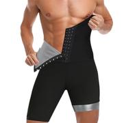 JPXJGT Homme Short Legging de Sudation Taille Haute Ventre Plat Maigrir Sport Pantalon(silver,L)