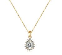 JPXXFM 1-1.2CT Collier halo pour les femmes, Brilliant D Color VVS1 Clarity Brilliant Cut Lab Créé Collier Diamond blanc Rose Rose Vermeil Collier Pendant pour femmes Maman femme