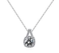 JPXXFM 1-1.2CT Collier halo pour les femmes, Brilliant D Color VVS1 Clarity Brilliant Cut Lab Créé Collier Diamond blanc Rose Rose Vermeil Collier Pendant pour femmes Maman femme