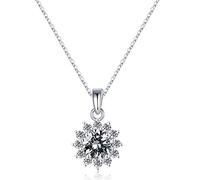 JPXXFM 1-1.2CT Collier halo pour les femmes, Brilliant D Color VVS1 Clarity Brilliant Cut Lab Créé Collier Diamond blanc Rose Rose Vermeil Collier Pendant pour femmes Maman femme